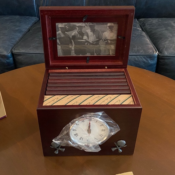 Vintage Wooden Photo Keepsake Box with Clock, Golf Themed (unused/unopened) - Picture 7 of 13